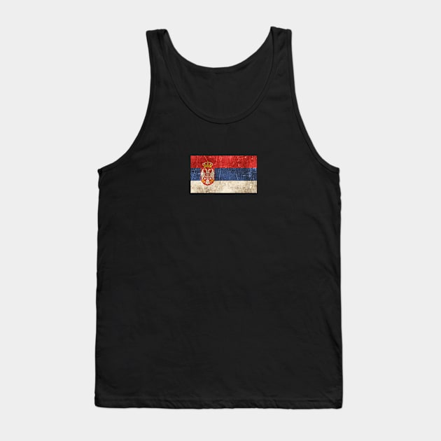 Vintage Aged and Scratched Serbian Flag Tank Top by jeffbartels